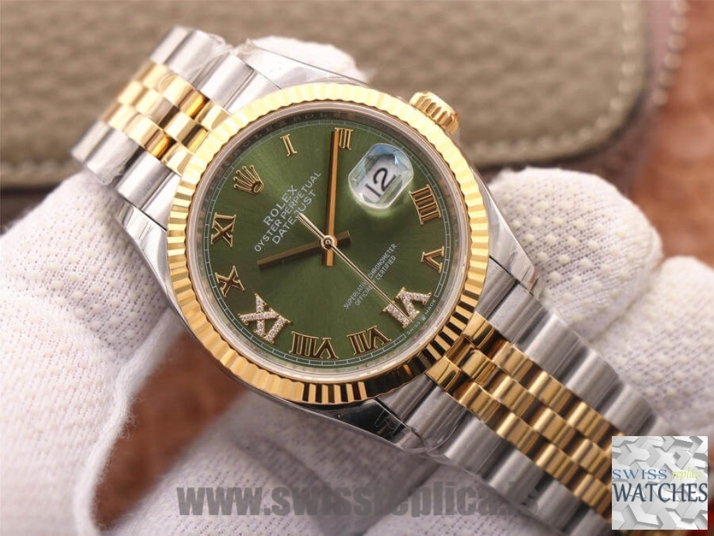Rolex Datejust 36 Automatic Olive Green Dial Men's Steel and 18k